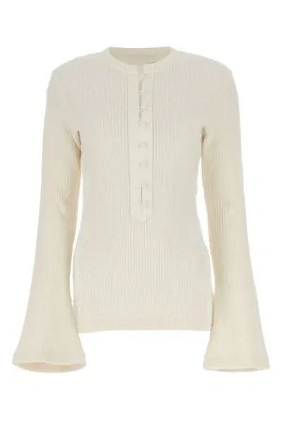 Chloé Ribbed-knit Wool Top In White