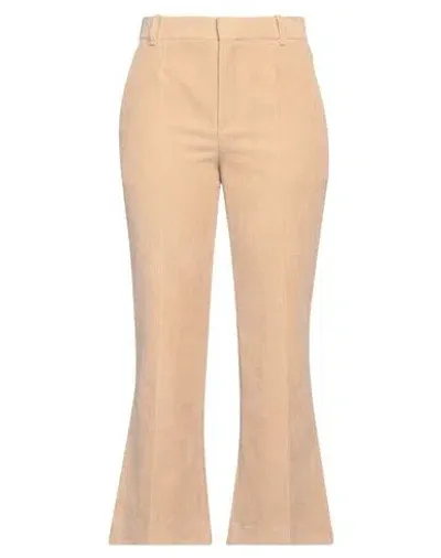 Chloé Front-pleated Cropped Pants In Beige