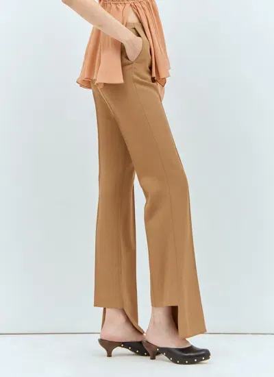 Chloé Broken-heel Low-rise Wool Pants In Brown