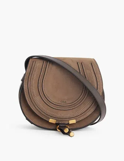 Chloé Chloe Womens Flannel Grey Marcie Small Saddle Suede Crossbody Bag