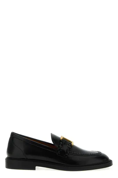 Chloé Marcie Brushed Leather Loafers In Black