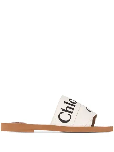 Chloé Chloè Woody Linen Flat Sandals