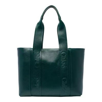 Chloé Woody Medium Shopper Bag In Green