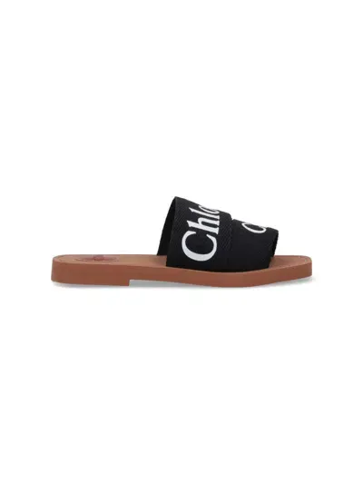 Chloé Woody Slides Sandals In Black  