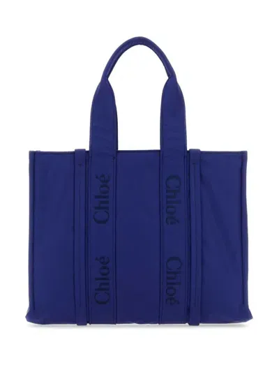 Chloé Woody Shopping Bag In Blue