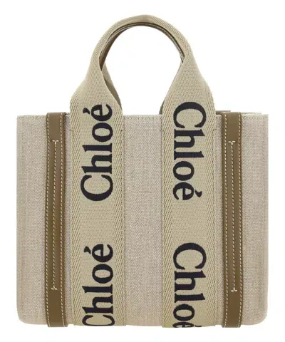 Chloé Woody Small Handbag In Beige