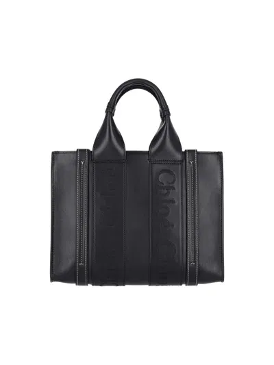 Chloé 'woody' Small Tote Bag In Black  