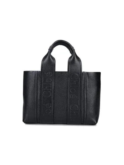 Chloé 'woody' Small Tote Bag In Black  