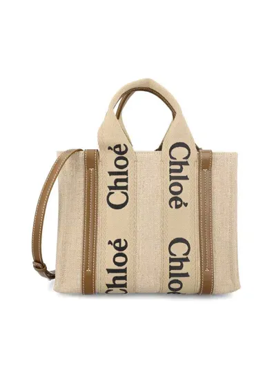 Chloé Woody Small Tote Bag In Brown