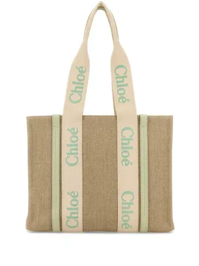 Chloé Woody Tote Bag In Neutrals