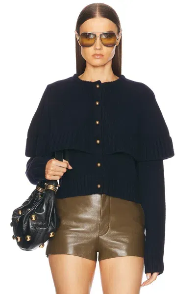 Chloé Wool Cashmere Knit Cardigan In Classic Navy