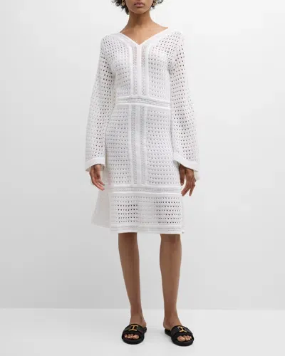 Chloé Pointelle-knit Organic Cotton Mini Dress In Vanilla Ice