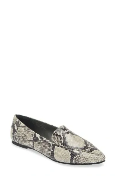 Chocolat Blu Ace Pointed Toe Loafer In Black-white Embossed Snake