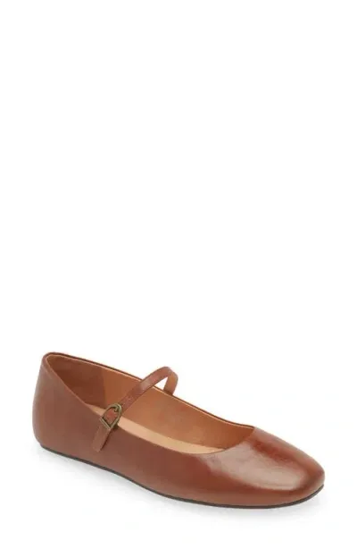 Chocolat Blu Agnes Mary Jane Flat In Brown Leather