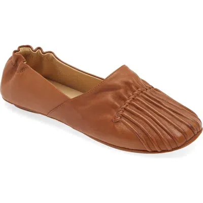 Chocolat Blu Cam Flat In Camel Leather