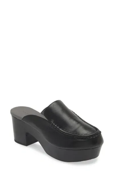 Chocolat Blu Gemm Platform Loafer Mule In Black Leather