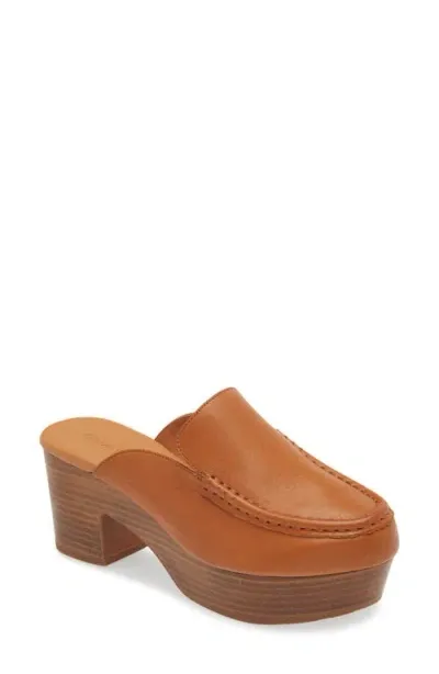 Chocolat Blu Gemm Platform Loafer Mule In Cognac Leather