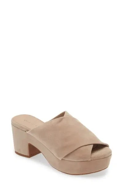 Chocolat Blu Georgette Platform Slide Sandal In Latte Suede