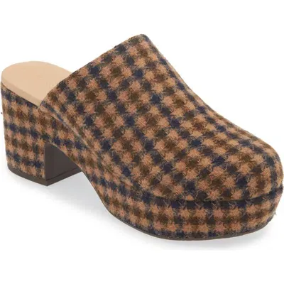 Chocolat Blu Gertie Platform Clog In Brown-navy Tweed