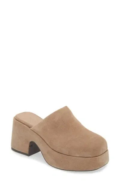 Chocolat Blu Hedia Platform Mule In Latte Suede