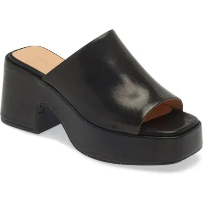 Chocolat Blu Huda Square Toe Sandal In Black Leather