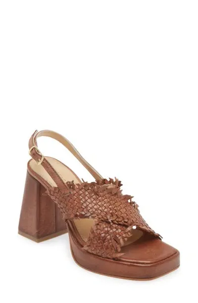 Chocolat Blu Inaya Slingback Platform Sandal In Brown Leather