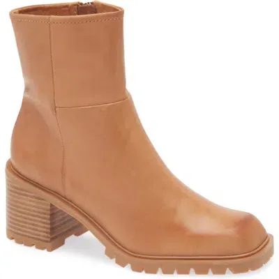 Chocolat Blu Navi Platform Bootie In Tan Leather