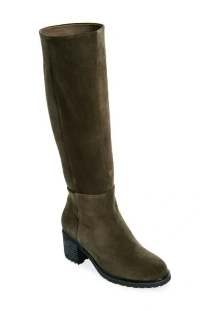 Chocolat Blu Ninna Knee High Boot In Olive Suede