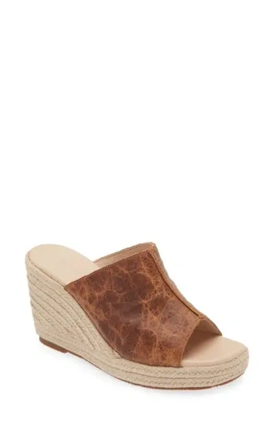 Chocolat Blu Sella Espadrille Platform Wedge Sandal In Brown Leather