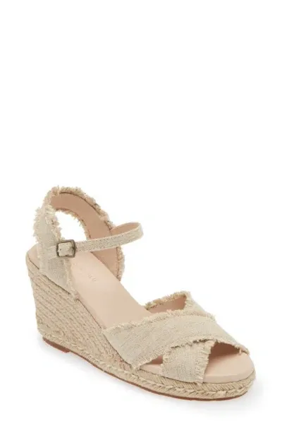 Chocolat Blu Unna Espadrille Wedge In Tan Wash Linen