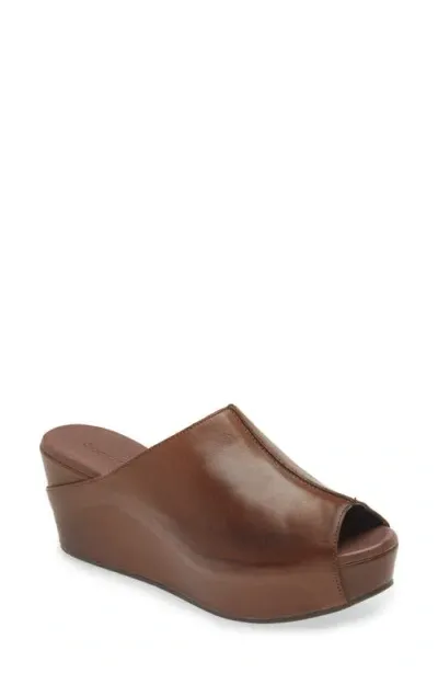 Chocolat Blu Wynn Peep Toe Mule In Dark Brown Leather