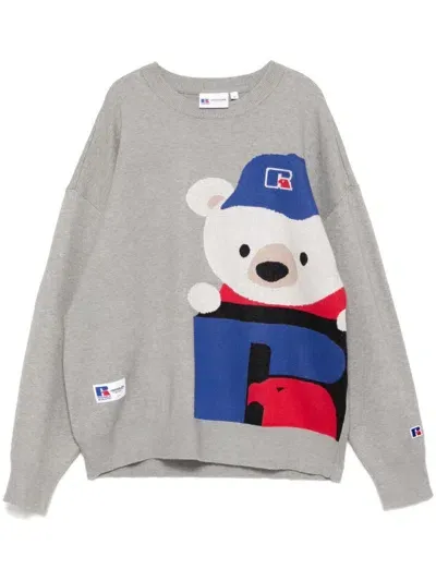 Chocoolate Jacquard Bear Sweater In Grey