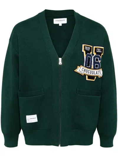 Chocoolate Logo Patch Cardigan In Green