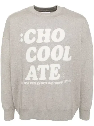 Chocoolate Logo-print Long-sleeved Jumper In Grey