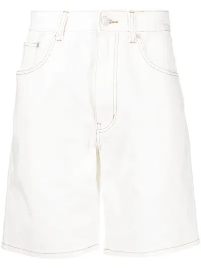 Chocoolate Straight-leg Denim Shorts In White