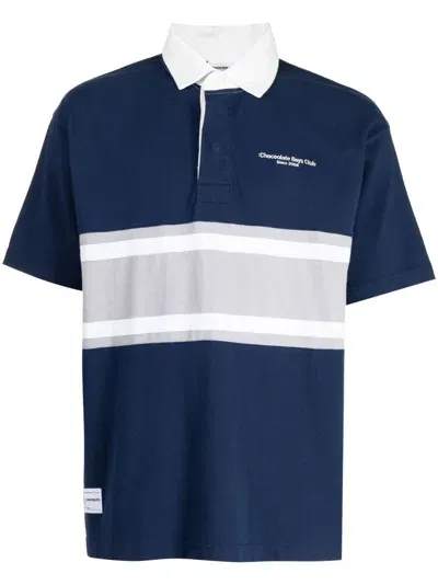 Chocoolate Stripe-detail Polo Shirt In Blue