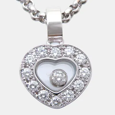 Pre-owned Chopard 18k White Gold And Diamond Happy Diamonds Heart Pendant Necklace