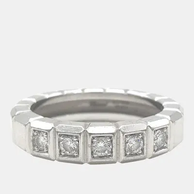 Pre-owned Chopard 18k White Gold And Diamond Ice Cube Band Ring Eu 50