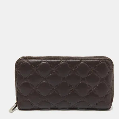 Pre-owned Chopard Brown Quilted Leather Zip Around Wallet