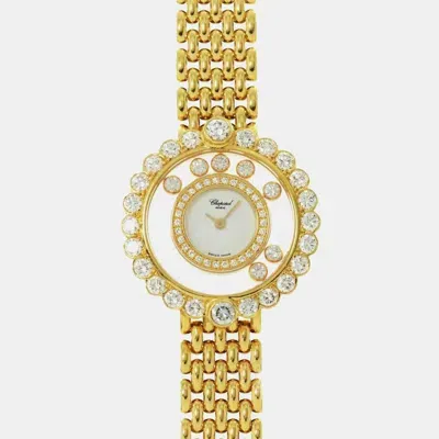 Pre-owned Chopard Gold 18k Yellow Gold Diamond Happy Diamonds Quartz Women's Wristwatch 27 Mm