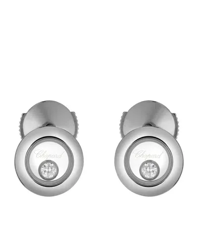 Chopard White Gold And Diamond Happy Diamonds Icons Earrings In Metallic