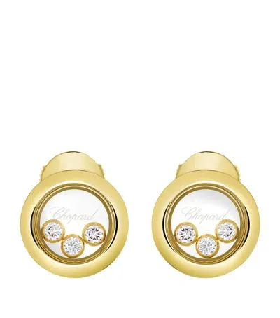 Chopard Yellow Gold And Diamond Happy Diamonds Icons Earrings