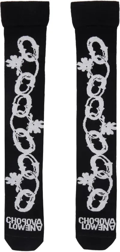 Chopova Lowena Black & White Chain Link Socks In Black/white