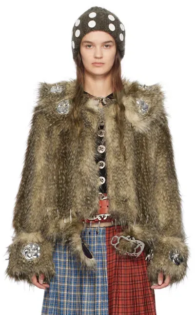 Chopova Lowena Brown Queenie Faux-fur Jacket