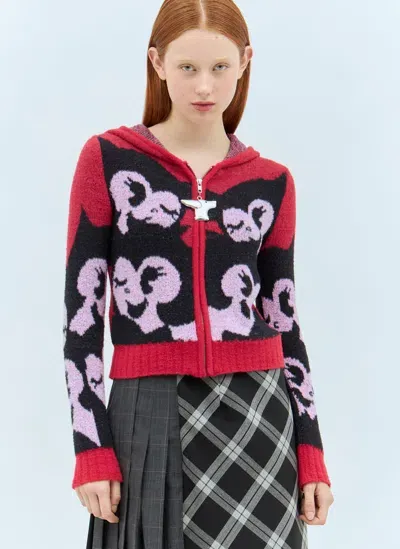 Chopova Lowena Zip-up Hooded Cardigan In Red