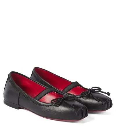 Christian Louboutin Kids' Baballet Leather Ballet Flats In Black