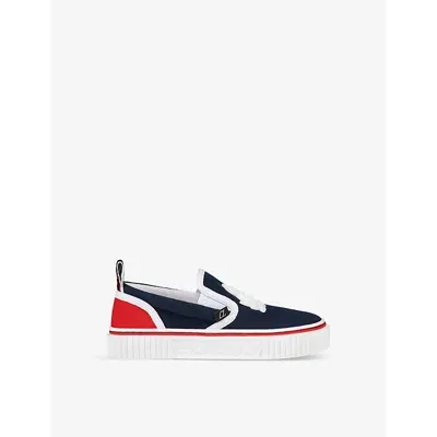 Christian Louboutin Boys Version Vy Kids Pedrito Junior Cotton-canvas Low-top Trainers In Version Navy