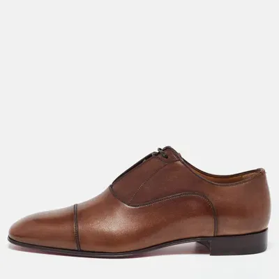 Pre-owned Christian Louboutin Brown Leather Cap Toe Oxfords Size 39