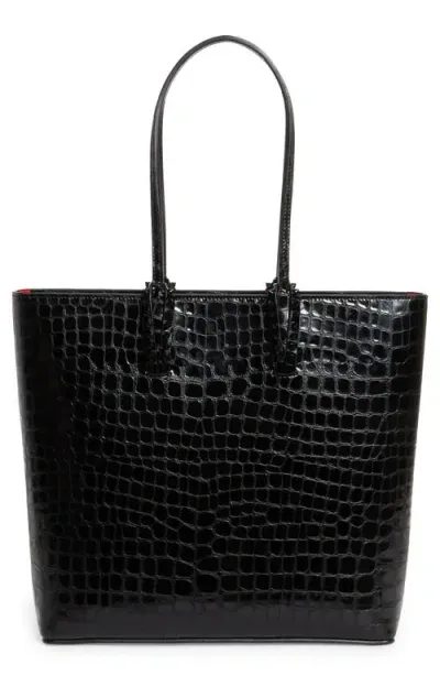 Christian Louboutin Cabata Alligator Embossed Leather Tote In Black