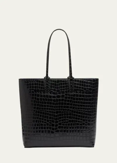 Christian Louboutin Cabata Zipped Ns Tote In Aligator Embossed Leather In Black